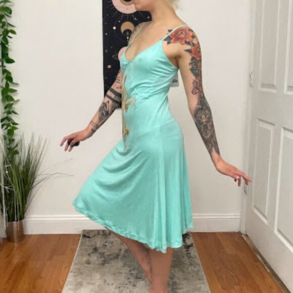 Cavalli Aqua and Gold Midi Dress - Picture 8 of 15